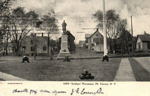 Vintage Postcard 1907 Soldiers' Monument Civil War Symbol Mount Vernon New York