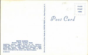 South Dakota Greetings Map Reservation Pierre Salem Burke Vintage Postcard 