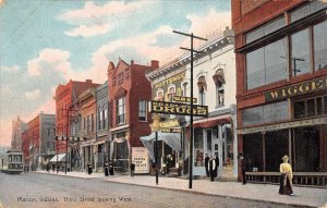 Marion Indiana 3rd St. Looking W., Bradley Drug Store, Color Lithograph PC U6738