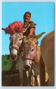 Woman on Donkey Greetings from St. Croix VIRGIN ISLANDS Postcard