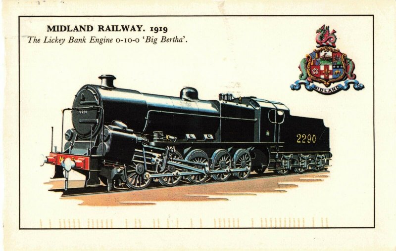 Midland Railway 1919 The Lickey Bank Engine Big Bertha Bristol Postcard 10C1-228