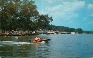 Beautiful Rockaway Beach Tanneycomo 1950s Speedboat Postcard Missouri 256