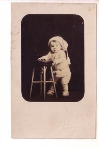 Real Photo, Baby Holding Chair to Stand, Great Hat, Canada