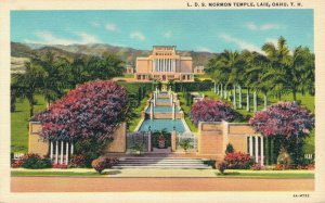 Hawaii Mormon Temple Laie Oahu Vintage Linen Postcard 07.58