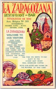 Lazaro Goes On A Restaurant And Bar Welcoming Visitors Havana Cuba Postcard