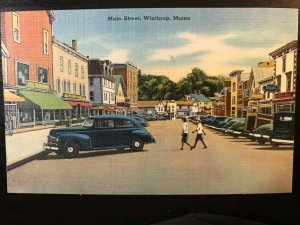 Vintage Postcard 1930-1945 Main Street Winthrop Maine