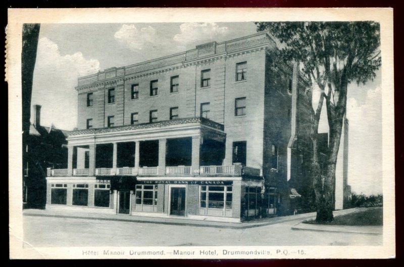 dc1894 - DRUMMONDVILLE Quebec Postcard 1943 Hotel Manoir