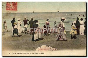 Old Postcard Fancy Women At The Beach bathing