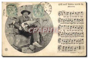 Old Postcard Folklore Bourree Auvergne on the song say venia doun fa