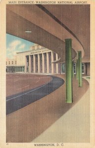 Vintage Linen Postcard Main Entrance Washington National Airport DC