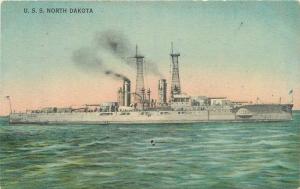 C-1910 USS North Dakota Navy Military Great White Fleet postcard 11123