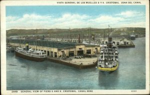 Panama Canal Piers 8 & 9 Cristobal c1930 Postcard