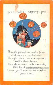 Whitney Made Publishing Halloween 1923 wear bottom edge, stain on card