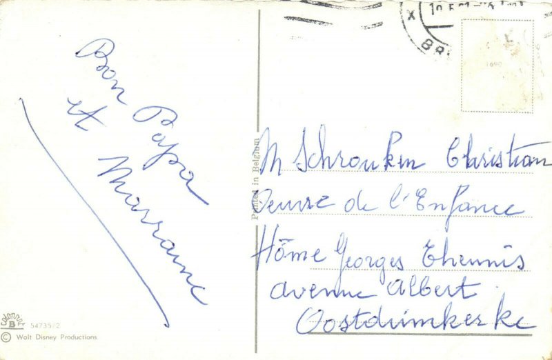 PC DISNEY, MICKEY AND MINNIE MOUSE, DONALD, PLUTO, Vintage Postcard (b27799)