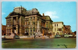 Crawfordsville Indiana~Montgomery County Court House Street View~Vintage PC