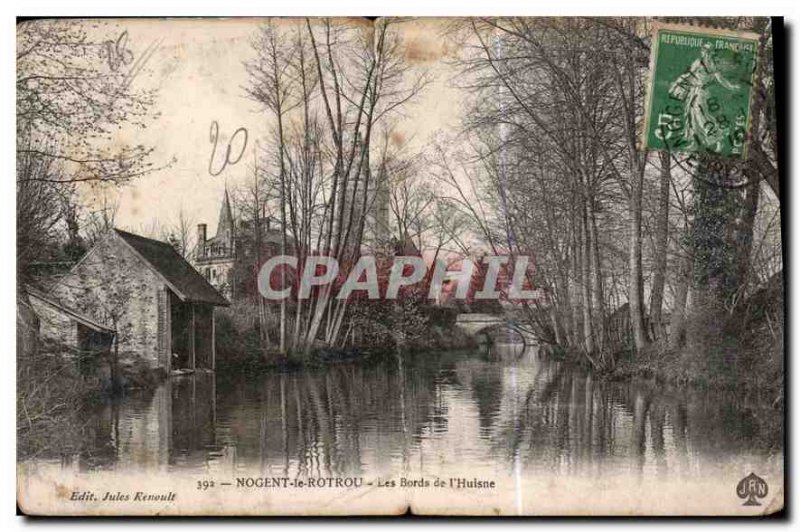 Old Postcard Nogent Rotrou The Banks of the Huisne