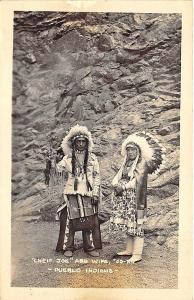 Chief Joe & Wife Jo-Ro Pueblo Indians Real Photo Postcard