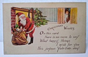 Santa Claus Christmas Gifts Toy Sack As Child Watches Postcard Bergman 1916