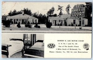 c1950 Richmond Virginia VA Vintage Postcard Robert E. Lee Motor Court Posted