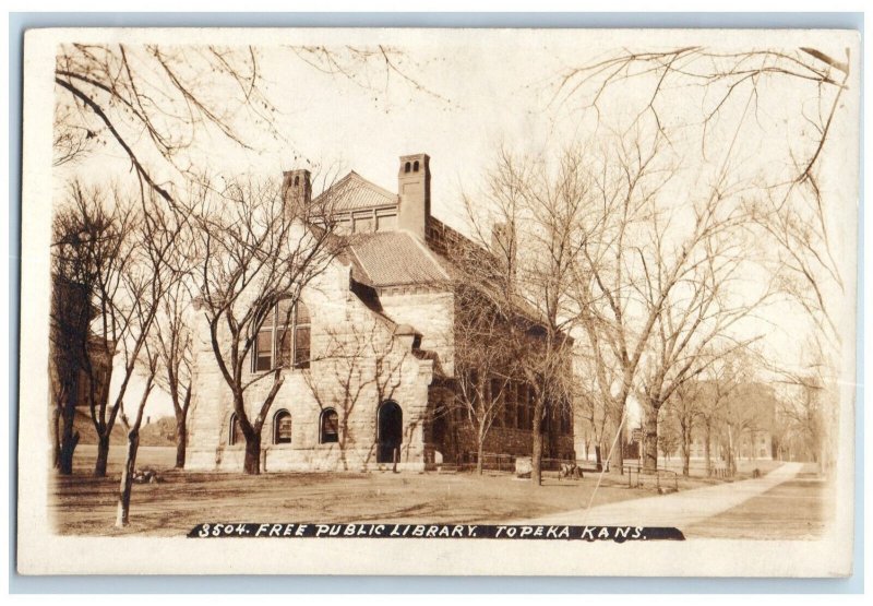 Topeka Kansas KS RPPC Photo Postcard Free Public Library 1909 Antique