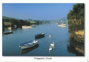 Devon Postcard - Frogmore Creek - Showing Boats and Swans - Ref AB2646