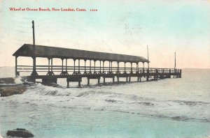 Wharf at Ocean Beach, New London, Connecticut Pier 1913 Vintage Postcard