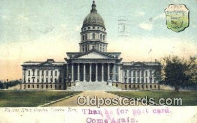 Topeka, Kansas, KS State Capital USA 1907 light wear, light postal marking on...