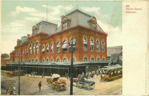 Chicago Illinois C-1905 Trolley Union Depot Postcard Teich undivided 21-2448