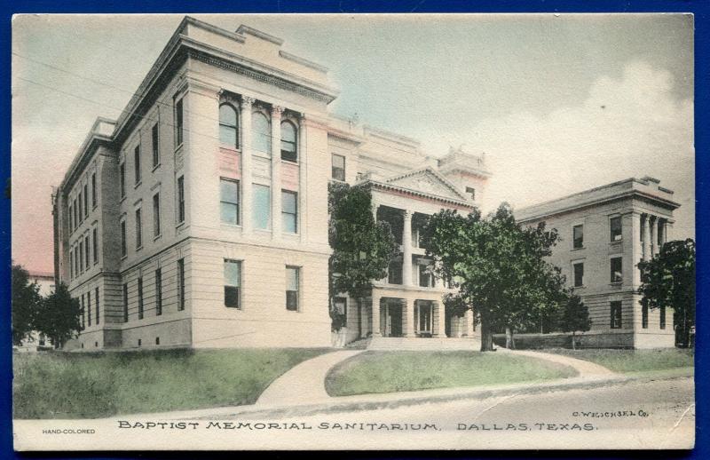 Dallas Texas tx Baptist Memorial Sanitarium hospital old postcard