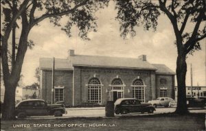 Houma Louisiana LA Post Office Classic 1940s Cars Vintage Postcard