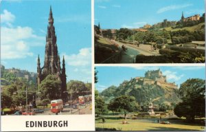 Postcard UK Scotland Edinburgh Scott Monument The Castle Princess Street Gardens