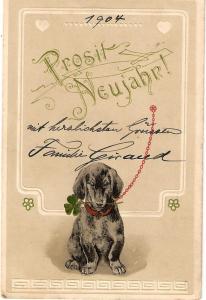 \Prosit Neujahr!\ Vintage German Dog Postcards, embossed.