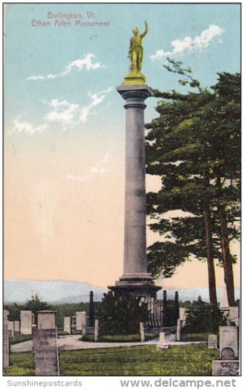 Vermont Ethan Allen Monument Burlington Vermont 1909