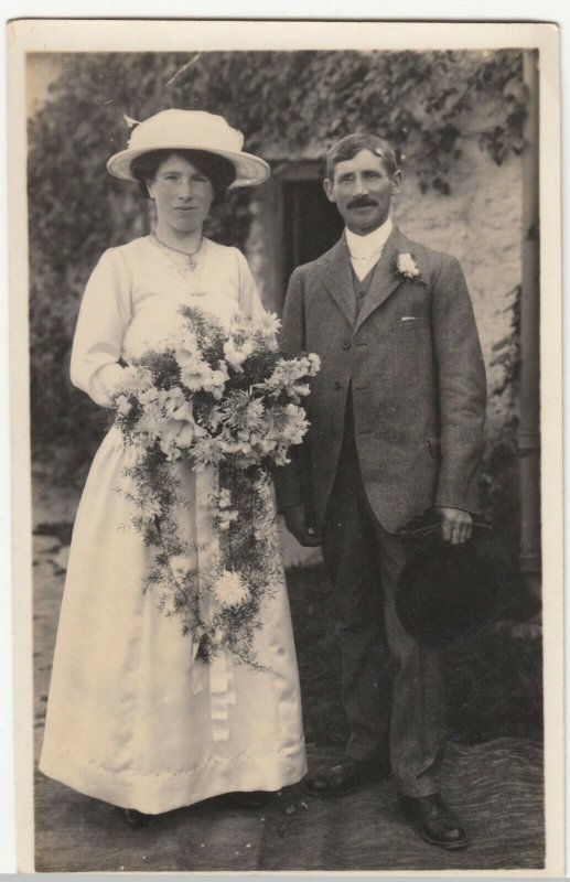 Anonymous Vintage Wedding Couple RP PPC, c 1910's, Social History