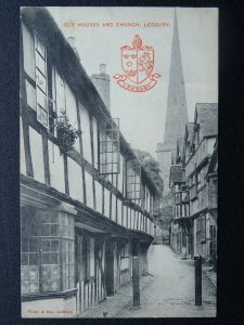 LEDBURY Old House & Church HERALDIC COAT of ARMS c1909 Postcard by Tilley & Son