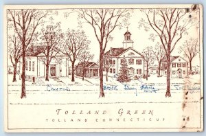 c1940 Tolland Connecticut Vintage Postcard Green Church Building House Unposted