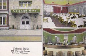 WIsconsin Delavan Colonial Hotel Showing Dining Room and Lounge