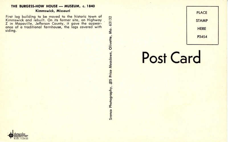 MO - Kimmswick. The Burgess-How House-Museum