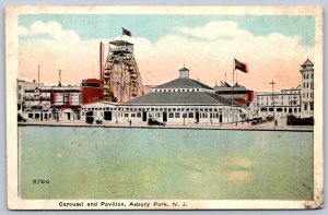 K23/ Asbury Park New Jersey Postcard c1910 Carousel Pavilion Ferris Wheel 78