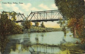 DALLAS TEXAS~TRINITY RIVER-STEEL BRIDGE~1914 POSTCARD