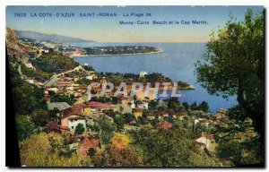 Old Postcard The French Riviera Saint Roman Monte Carlo Beach