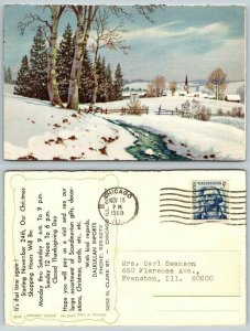 1969 Dalkullan Imports Chicago,IL Illinois Winter Scene Advertising Postcard