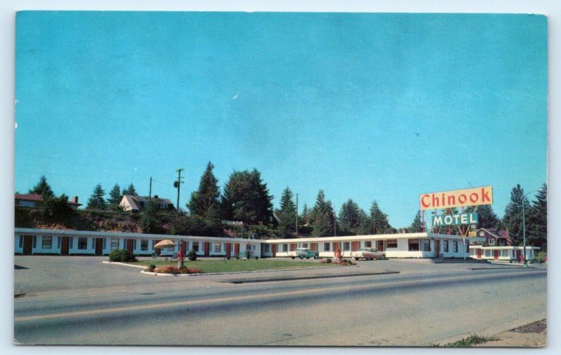 PORT ANGELES, WA Washington~ Roadside CHINOOK MOTEL 1957 Clallam County Postcard