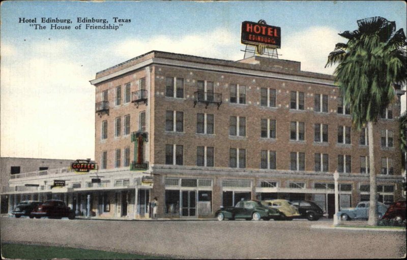 Edinburg TX Hotel Edinburg Linen Postcard