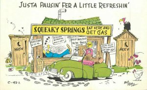 Artist impression Comic Humor Gas Station Squeaky Springs Postcard 20-14211