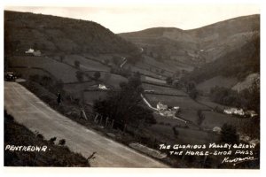 The Glorious Valley Below Horse Shoe Pass Wales RPPC Black And White Postcard