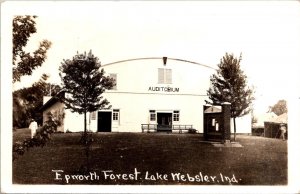 RPPC Auditorium, Epworth Forest Lake Webster IN c1946 Vintage Postcard V71