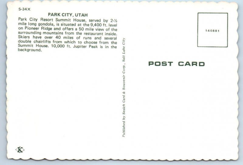 2 Postcards PARK CITY RESORT, Utah UT ~ Skier SUMMIT HOUSE Gondola Lift 4x6