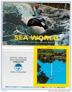 KIller Whale , SEA WORLD Folder Postcard , San Diego , California , 60-70s