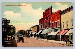 J87/ East Palestine Ohio Postcard c1910 Market Street Stores Autos  1201